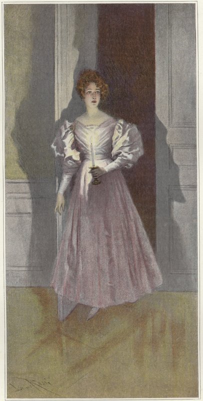 Retrato, de, um, mulher, carregar uma vela de Lucius Rossi