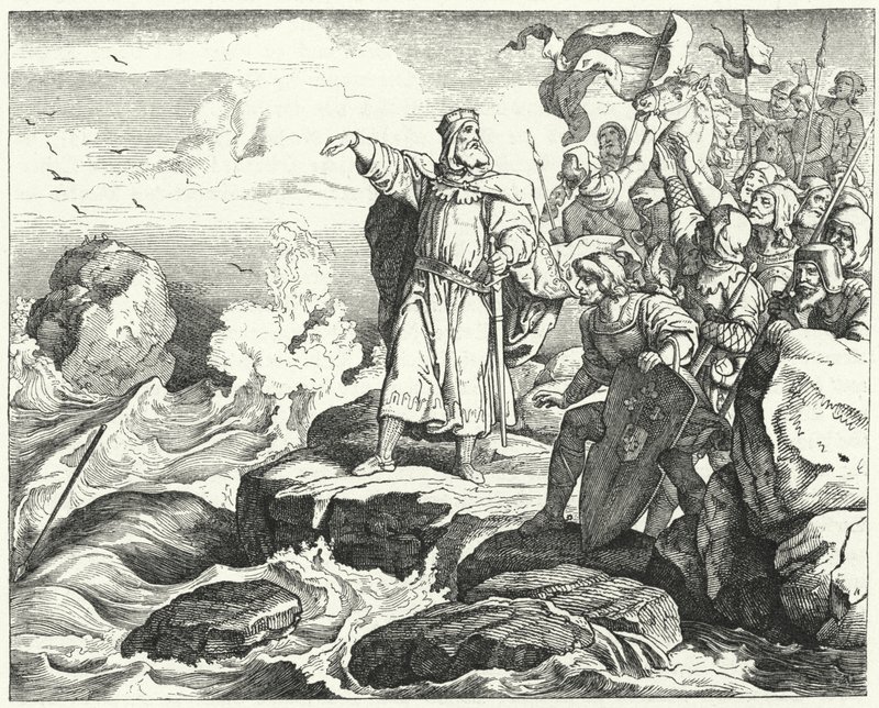 Otto I da Alemanha nas margens do Mar do Norte de Ludwig Adrian Richter