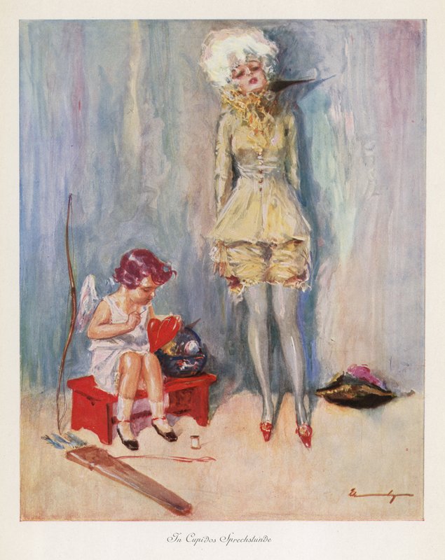 Na cirurgia do Cupido (lito colorido) de Ludwig Lutz Ehrenberger