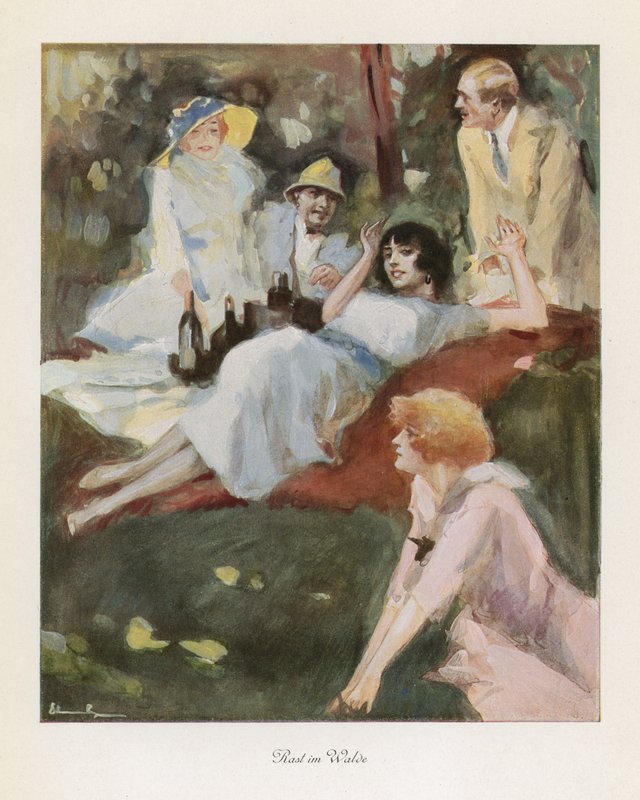 Descanse na floresta (lito colorido) de Ludwig Lutz Ehrenberger