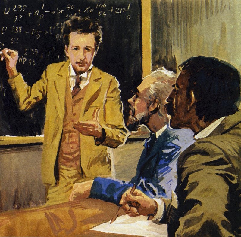 Albert Einstein licenciou-se em matemática e física (litografia a cores) de Luis Arcas Brauner