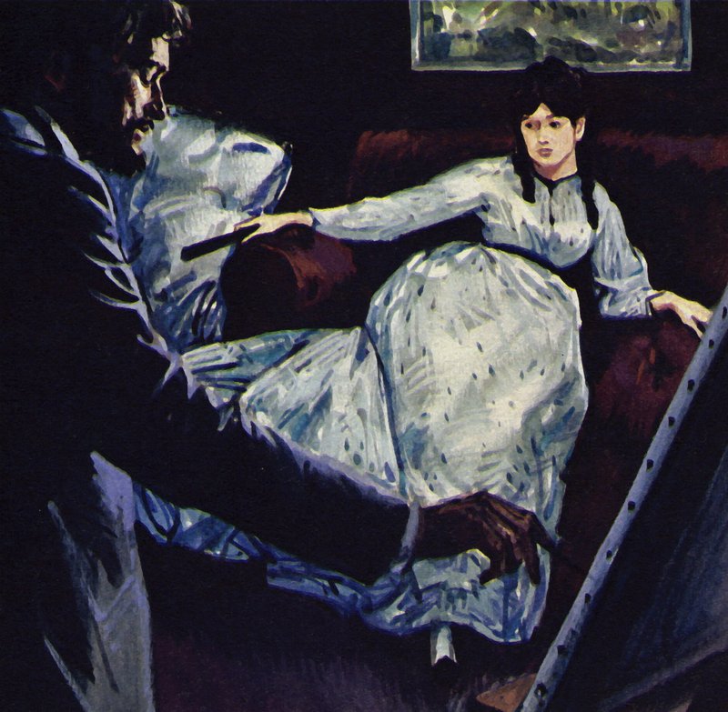 Manet a pintar o quadro Repose (litografia a cores) de Luis Arcas Brauner
