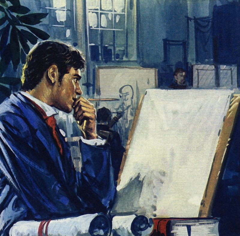 O pai deu a Manet uma escolha: a função pública ou a marinha (litografia a cores) de Luis Arcas Brauner