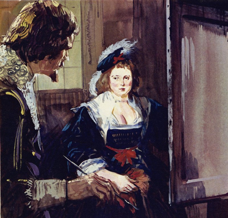 Rubens casou-se com Helene Fourment, que aparece em muitos dos seus quadros (litografia a cores) de Luis Arcas Brauner