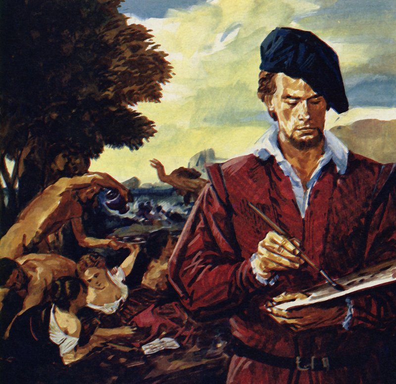 Ticiano trabalhou para muitas das famílias nobres de Veneza (litografia a cores) de Luis Arcas Brauner