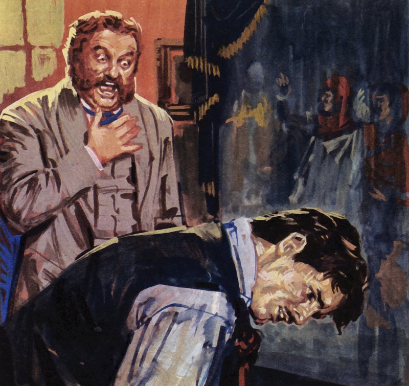 Quando Eugene Delacroix revelou o seu quadro a Guerin, o artista ficou chocado (litografia a cores) de Luis Arcas Brauner