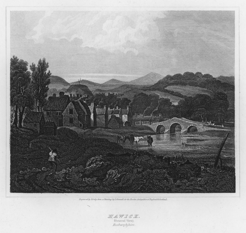Hawick, Vista Geral, Roxburghshire (gravura) de Luke (after) Clennell