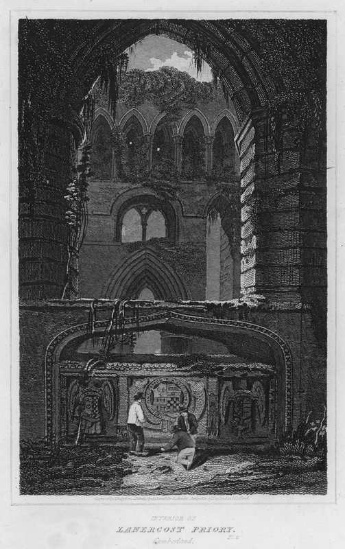 Interior do Lanercost Priory, Cumberland (gravura) de Luke (after) Clennell