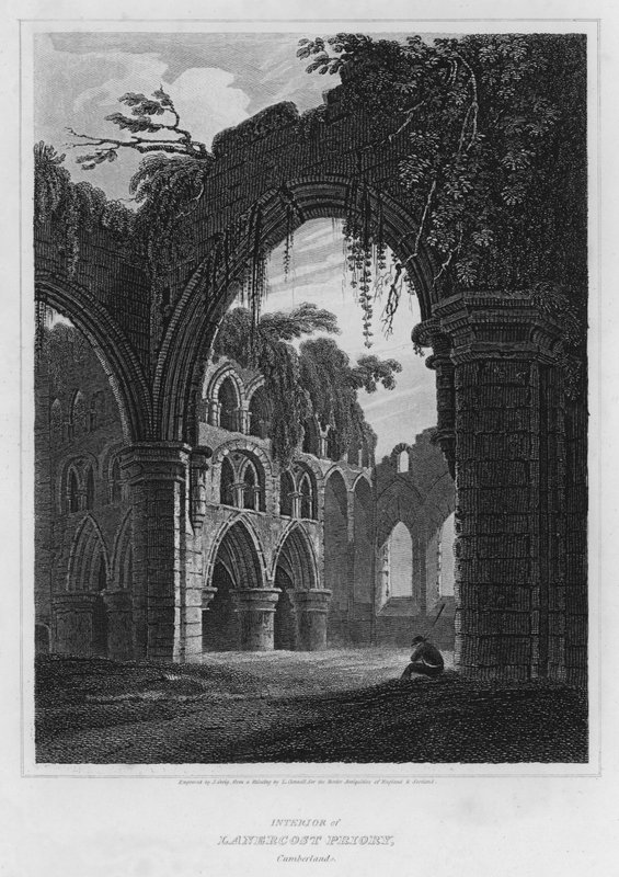 Interior do Lanercost Priory, Cumberland (gravura) de Luke (after) Clennell