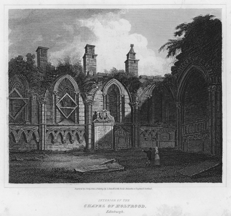 Interior da Capela de Holyrood, Edimburgo (gravura) de Luke (after) Clennell
