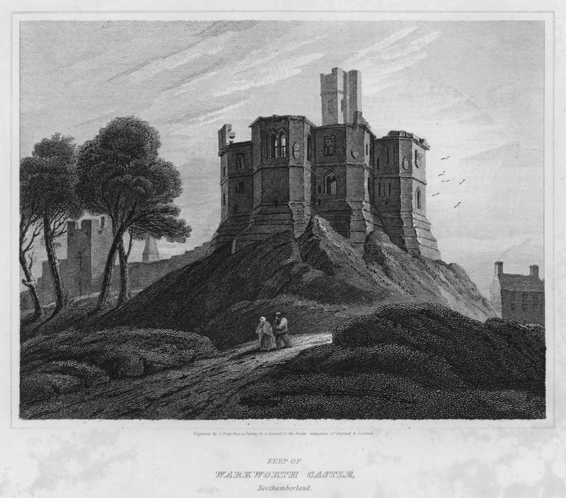 Guarda do Castelo de Warkworth, Northumberland (gravura) de Luke (after) Clennell