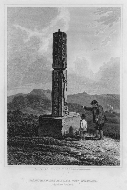 Pilar Monumental, perto de Wooler, Northumberland (gravura) de Luke (after) Clennell