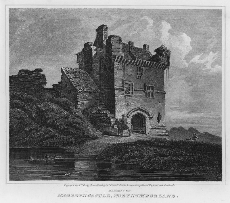 Restos do Castelo de Morpeth, Northumberland (gravura) de Luke (after) Clennell