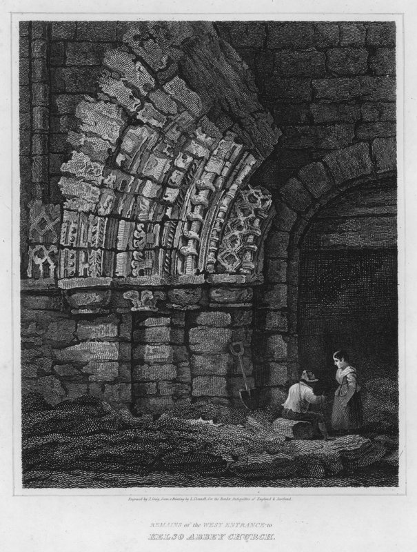 Restos da Entrada Oeste da Igreja da Abadia de Kelso (gravura) de Luke (after) Clennell
