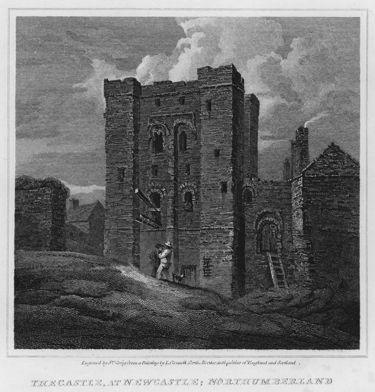 O Castelo, em Newcastle, Northumberland (gravura) de Luke (after) Clennell