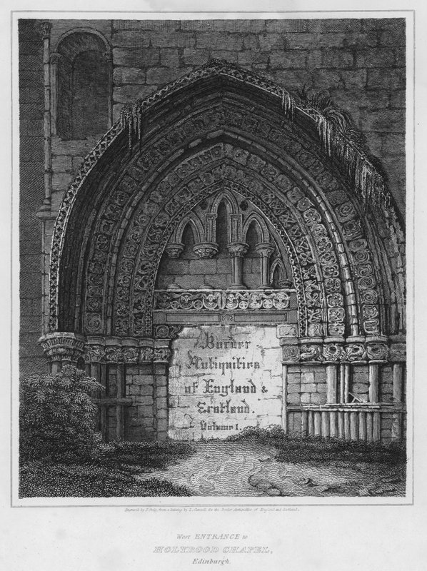 Entrada Oeste de Holyrood Chapel, Edimburgo (gravura) de Luke (after) Clennell
