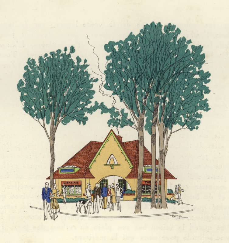 Livraria e Tabac em Le Touquet (litografia a cores) de Marcel Jacques Hemjik