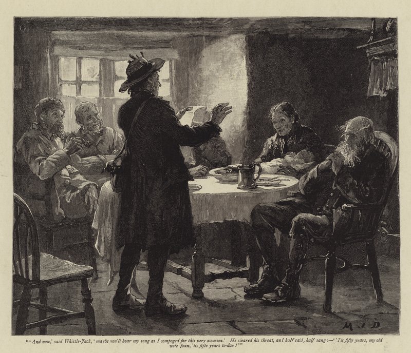 Ilustração para John e Joan, uma história Coorious, por S Baring-Gould de Margaret Isabel Dicksee