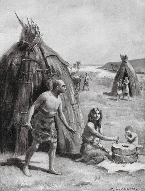 Um assentamento sumério primitivo (litografia) de Margaret (after) Dovaston