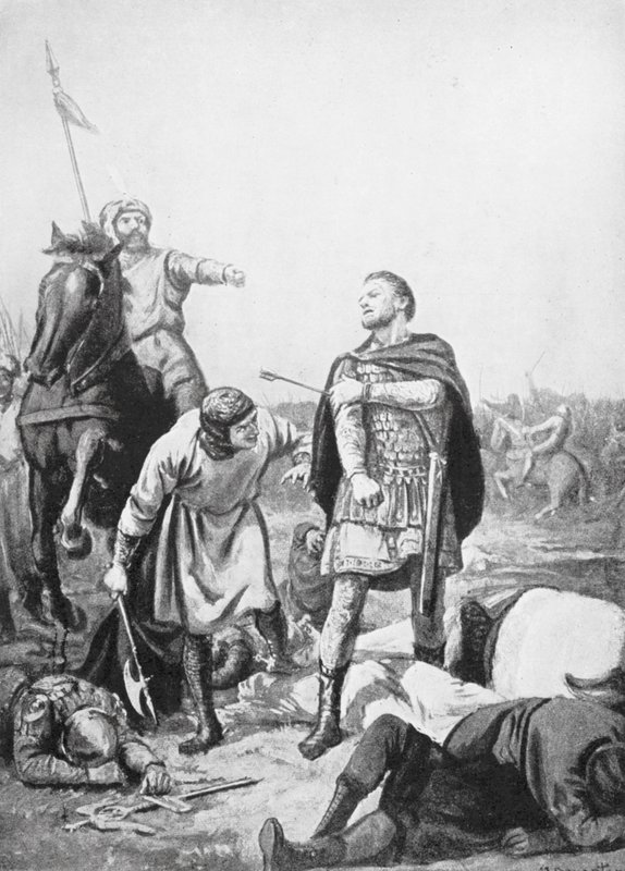 Captura do imperador Romanus Diogenes por Alp Arslani em 1071 (litografia) de Margaret (after) Dovaston