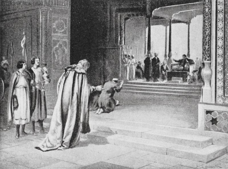 Geoffrey de Langley com Bar Sauma antes de Arghun Khan de Margaret (after) Dovaston
