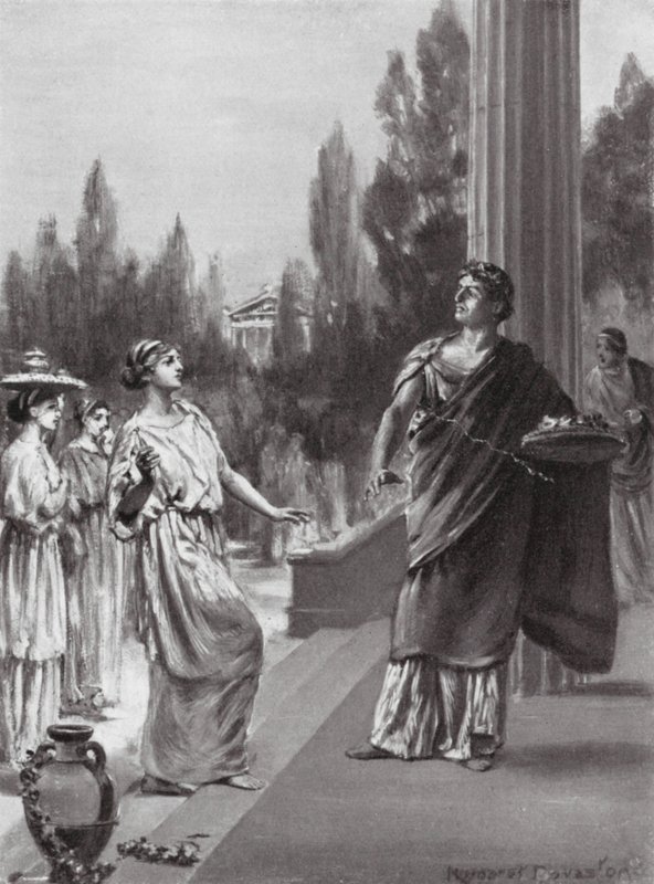 Hiparco insulta a irmã de Harmódio (litografia) de Margaret (after) Dovaston
