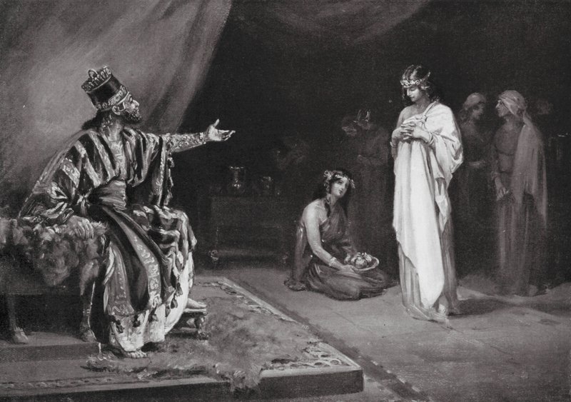 Casamento de uma princesa assíria com Kara-indash, rei da Babilónia (litografia) de Margaret (after) Dovaston