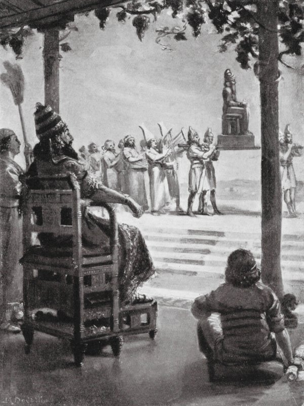 Dia de Ano Novo na Babilónia, 680 a.C. (litografia) de Margaret (after) Dovaston