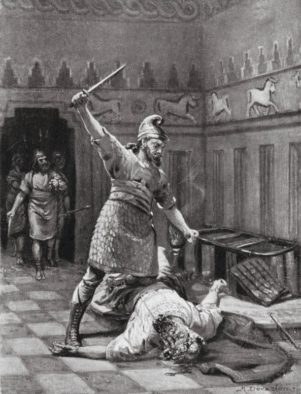 Assassinato de Tukulti-Ninib I (litografia) de Margaret (after) Dovaston