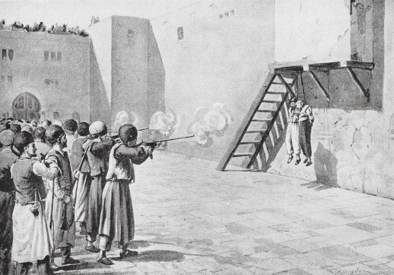 A execução de Bab em 1850 (litografia) de Margaret (after) Dovaston