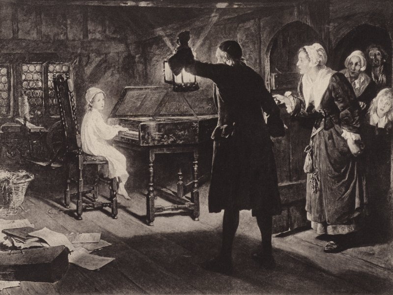 A criança Handel (lito) de Margaret Isabel Dicksee