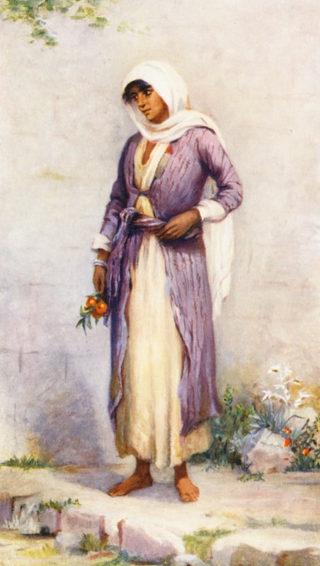 Uma mulher drusa (litografia a cores) de Margaret Thomas
