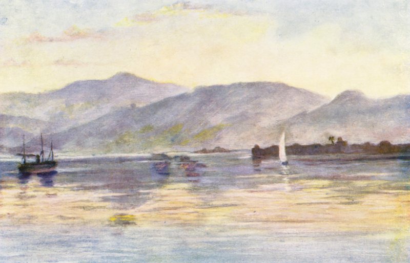 Beyrout, mostrando o Monte Sannin e o Lazareto, à luz da manhã (litografia a cores) de Margaret Thomas