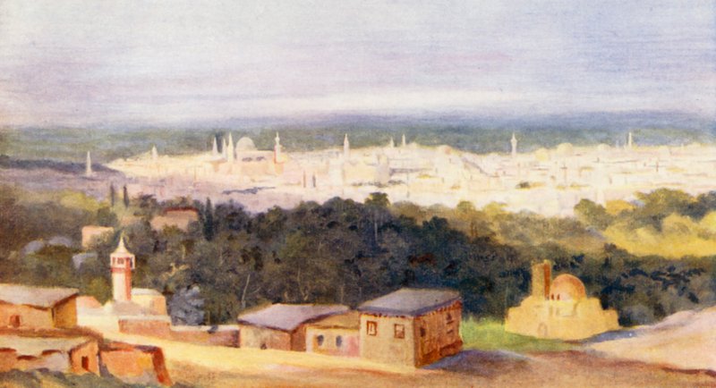 Damasco de Salehiyeh (litografia a cores) de Margaret Thomas