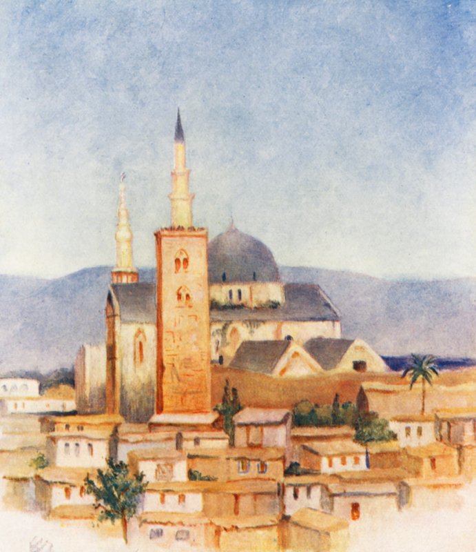 Grande Mesquita, Damasco (litografia a cores) de Margaret Thomas