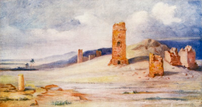 Torres mortuárias, Palmira (litografia a cores) de Margaret Thomas