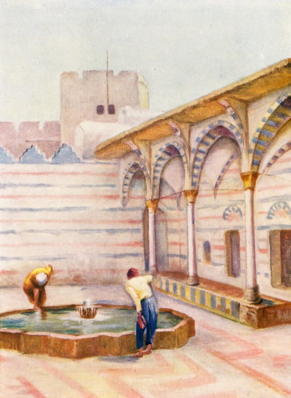 Mesquita es Sinamiyeh, Damasco (litografia a cores) de Margaret Thomas