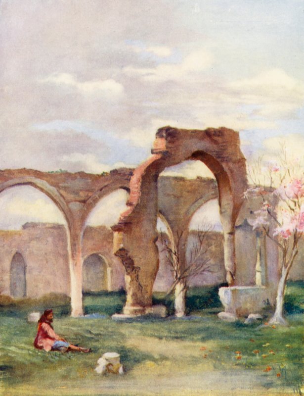 Sítio da casa de Naamã, o Sírio, em Damasco (litografia a cores) de Margaret Thomas