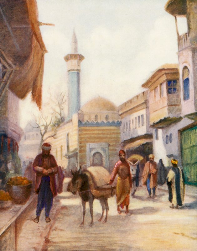 Mesquita de Dervishiyeh, Damasco (litografia a cores) de Margaret Thomas