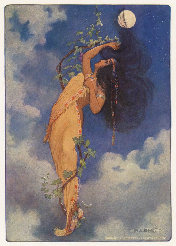 Ilustração para Hiawatha de Longfellow (litografia a cores) de Maria Louise Kirk