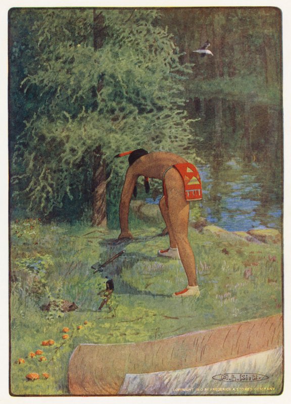 Ilustração para Hiawatha de Longfellow (litografia a cores) de Maria Louise Kirk