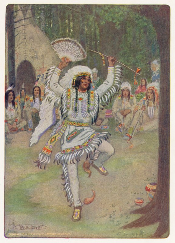 Ilustração para Hiawatha de Longfellow (litografia a cores) de Maria Louise Kirk