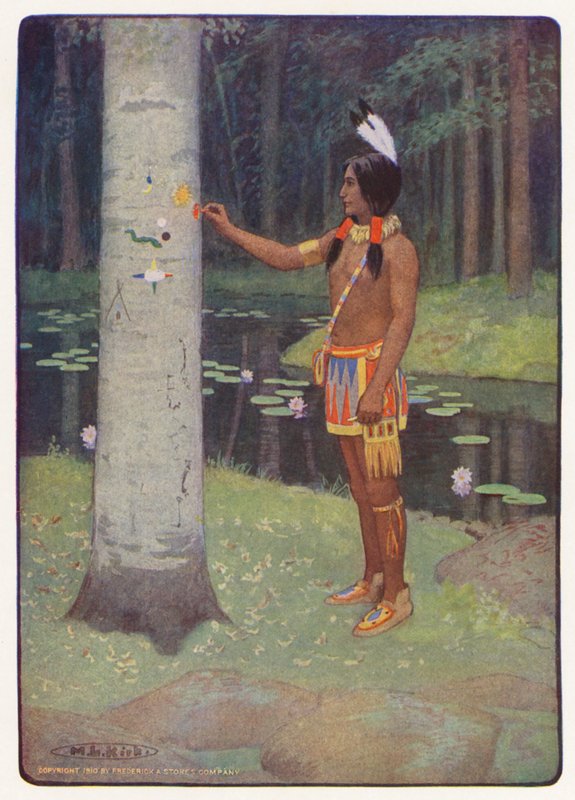 Ilustração para Hiawatha de Longfellow (litografia a cores) de Maria Louise Kirk