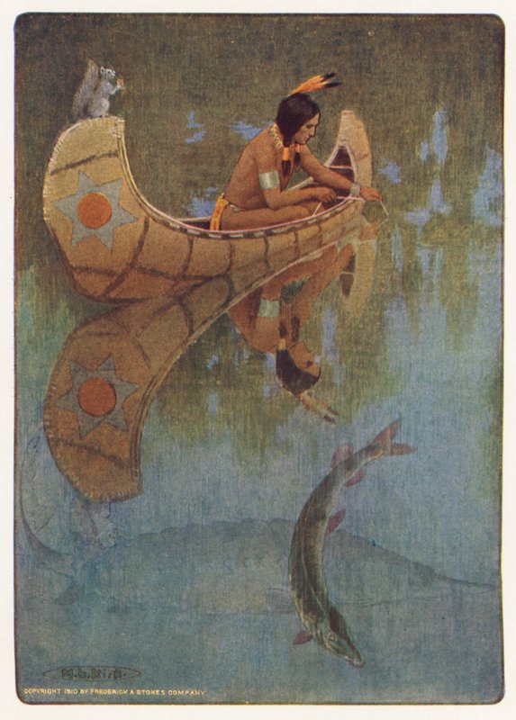 Ilustração para Hiawatha de Longfellow (litografia a cores) de Maria Louise Kirk