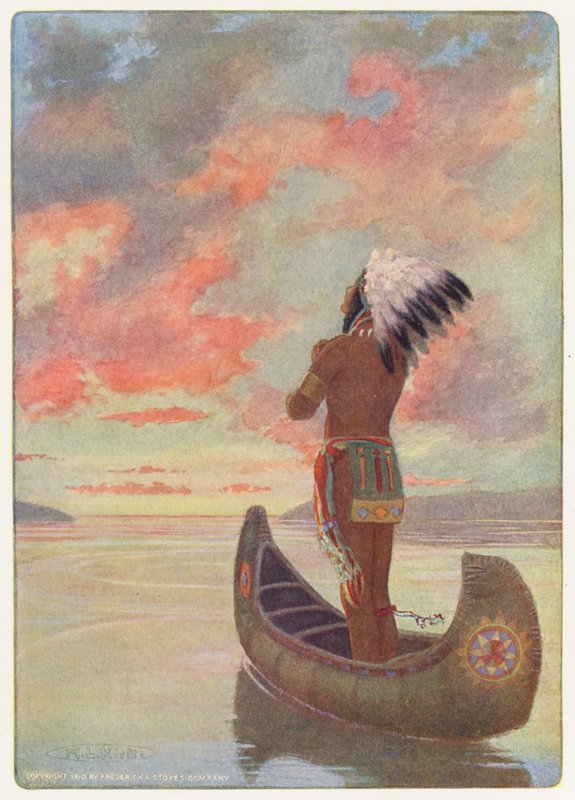 Ilustração para Hiawatha de Longfellow (litografia a cores) de Maria Louise Kirk