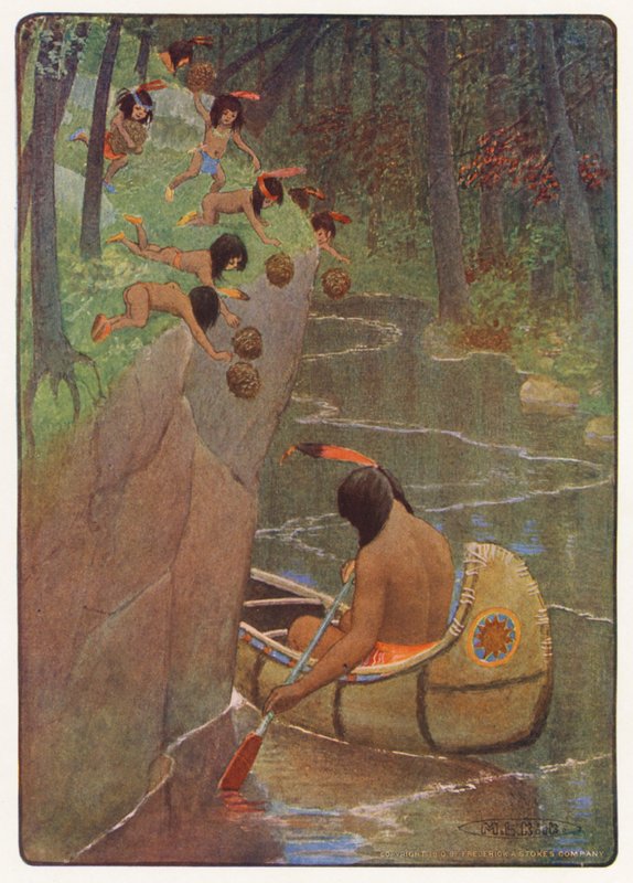 Ilustração para Hiawatha de Longfellow (litografia a cores) de Maria Louise Kirk