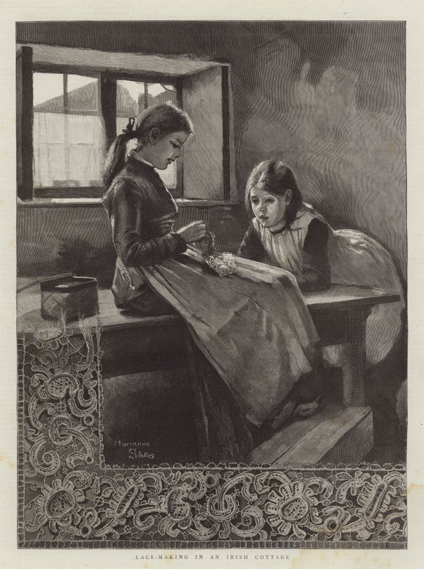 Lace-Making em uma casa de campo irlandesa de Marianne Stokes