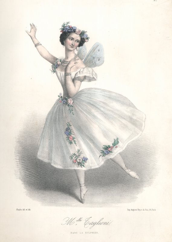 A bailarina italiana Marie Taglioni no ballet do seu pai Filippo Taglioni Le Sylphide na Ópera de Paris de Marie Alexandre (after) Alophe