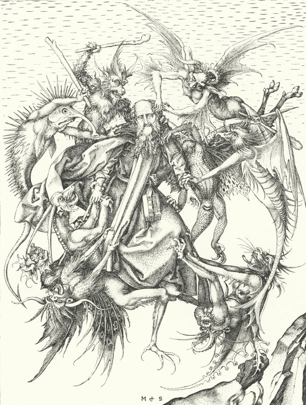 Tentação de Santo António (gravura) de Martin (after) Schongauer