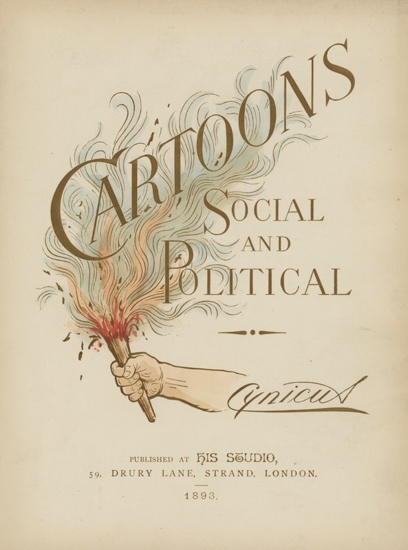 Ilustração da página de título para Cartoons Social and Political por Cynicus de Martin Cynicus Anderson